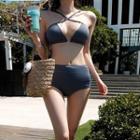 Cross Strap Cut-out Bikini