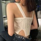 Cropped Knit Tank Top White - One Size
