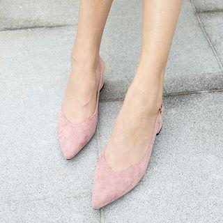 Chunky-heel Slingback Pointy-toe Pumps
