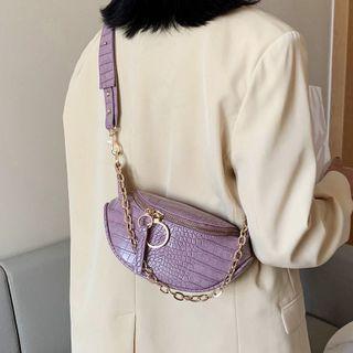 Croc Grain Chain Sling Bag
