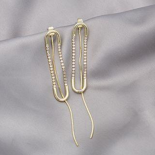 Rhinestone Fringed Earring 1 Pair - E20872 - Gold - One Size