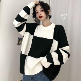 Two-tone Patterned Sweater As Shown In Figure - One Size