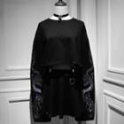 Dragon Embroidered Cropped Long-sleeve T-shirt Black - One Size