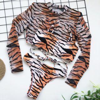Set: Animal Print Bikini + Cover-up