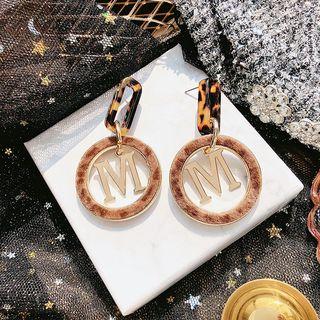 Letter M Flannel Hoop Dangle Earring