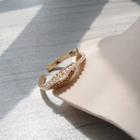 Faux Pearl Rhinestone Layered Open Ring 1 Pc - Ring - Gold - One Size