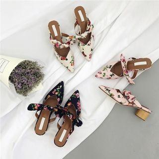 Chunky-heel Floral Slide Sandals