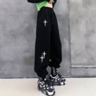 Cross Embroidered Sweatpants