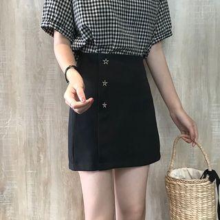 High-waist Star Embroidered Skirt