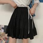 Plain Ruched A-line Mini Skirt