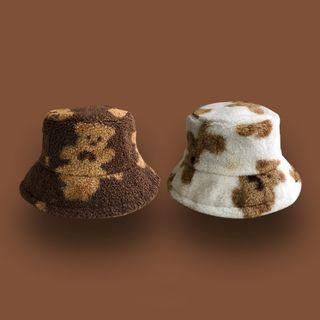 Bear Print Fleece Bucket Hat