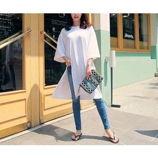 3/4-sleeve Slit-side Long Top