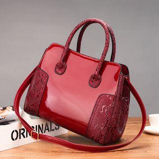 Panel Faux Leather Handbag