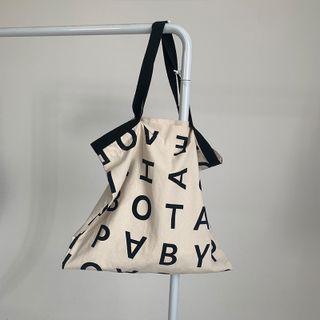 Lettering Canvas Tote Bag Oatmeal - One Size