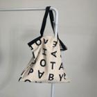 Lettering Canvas Tote Bag Oatmeal - One Size