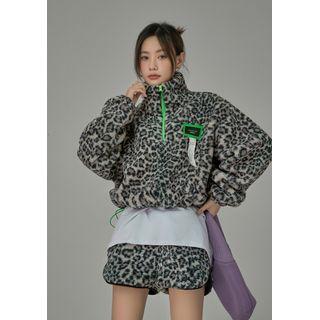 [no One Else] Leopard Dumble Anorak Sweatshirt Black - One Size