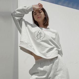 [nefct] Letter-embroidered Sweatshirt Gray - One Size