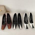 Square-toe Stiletto Heel Paneled Pumps