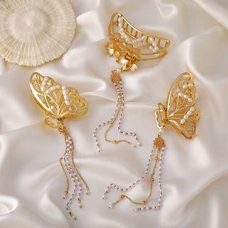 Bow Pearl Fringe Hair Clip