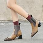 Block Heel Pointed Short Western Boots
