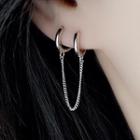S925 Silver Chained Hoop Earring (1 Pc) 1 Pc - As Shown In Figure - One Size
