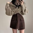 V-neck Sweater / Mini Wrap Skirt