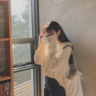 Tie-neck Capelet Sweater Cream - One Size