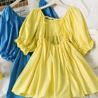 Open-back Plain Mini Dress
