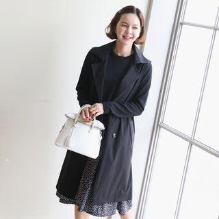 Notched-lapel Drawstring-waist Trench Vest