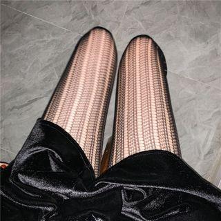Cutout Pinstriped Jacquard Tights Black - One Size