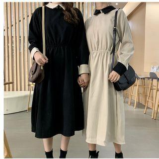 Long-sleeve Midi Polo A-line Dress