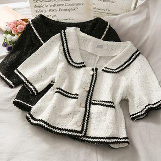 Collared Sequined Crop Top
