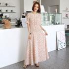 Puff-sleeve Flared Maxi Floral Dress