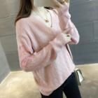 Lace Panel V-neck Sweater