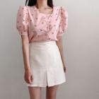 Cherry Short-sleeve Top / A-line Skirt