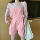 Drawstring Waist Playsuit / Long-sleeve Plain T-shirt