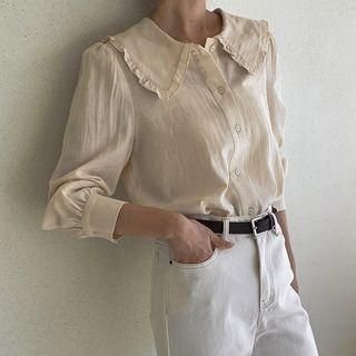 Puff-sleeve Frilled-collar Blouse