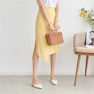 Slit-side Asymmetric Midi Dress
