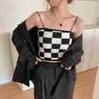 Checkered Padded Cropped Camisole Top