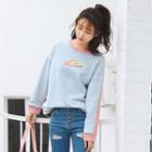 Color Block Pullover Grayish Blue & Pink - One Size