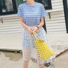 Set: Short-sleeve T-shirt Dress + Chiffon A-line Skirt