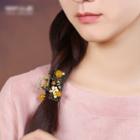 Retro Flower Faux Crystal Alloy Hair Clamp Yellow - One Size