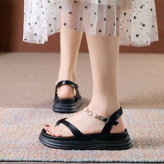 Platform Faux Pearl Strap Sandals