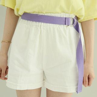 Frayed Cotton Shorts With Belt