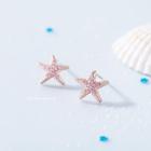 925 Sterling Silver Rhinestone Starfish Earring Champagne - One Size