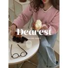 V-neck Wool Blend Knit Top One Size