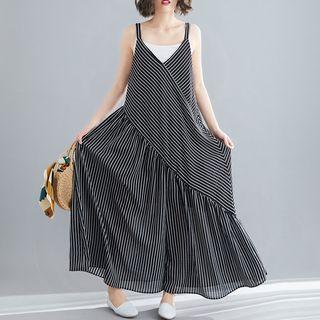 Striped Chiffon Wide Leg Jumpsuit