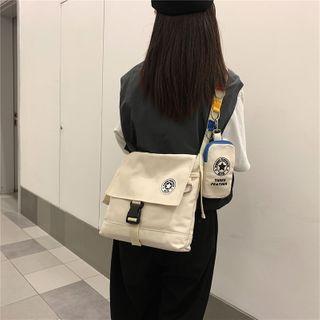 Flap Snap Buckle Crossbody Bag With Zip Pouch