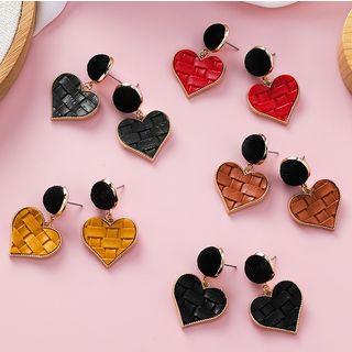 Woven Leather Heart Dangle Earring