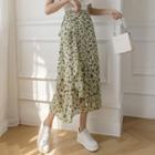Asymmetrical Floral Chiffon Skirt